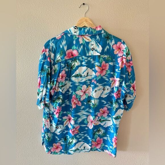 Bouvy Hawaiian Floral Button Down Shirt Size L - Picture 3 of 4
